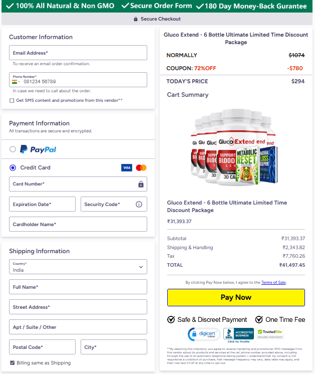 Gluco Extend-order-page